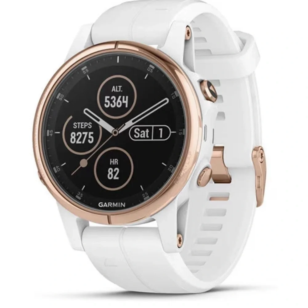 Garmin Fenix 5S Plus Smartwatch - White and Gold, brand new band
